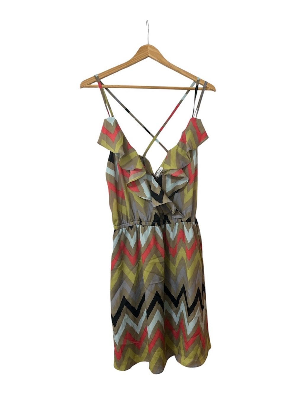 BCBGeneration Multicolor Chevron Ruffle Strap Dress - Picture 3 of 9
